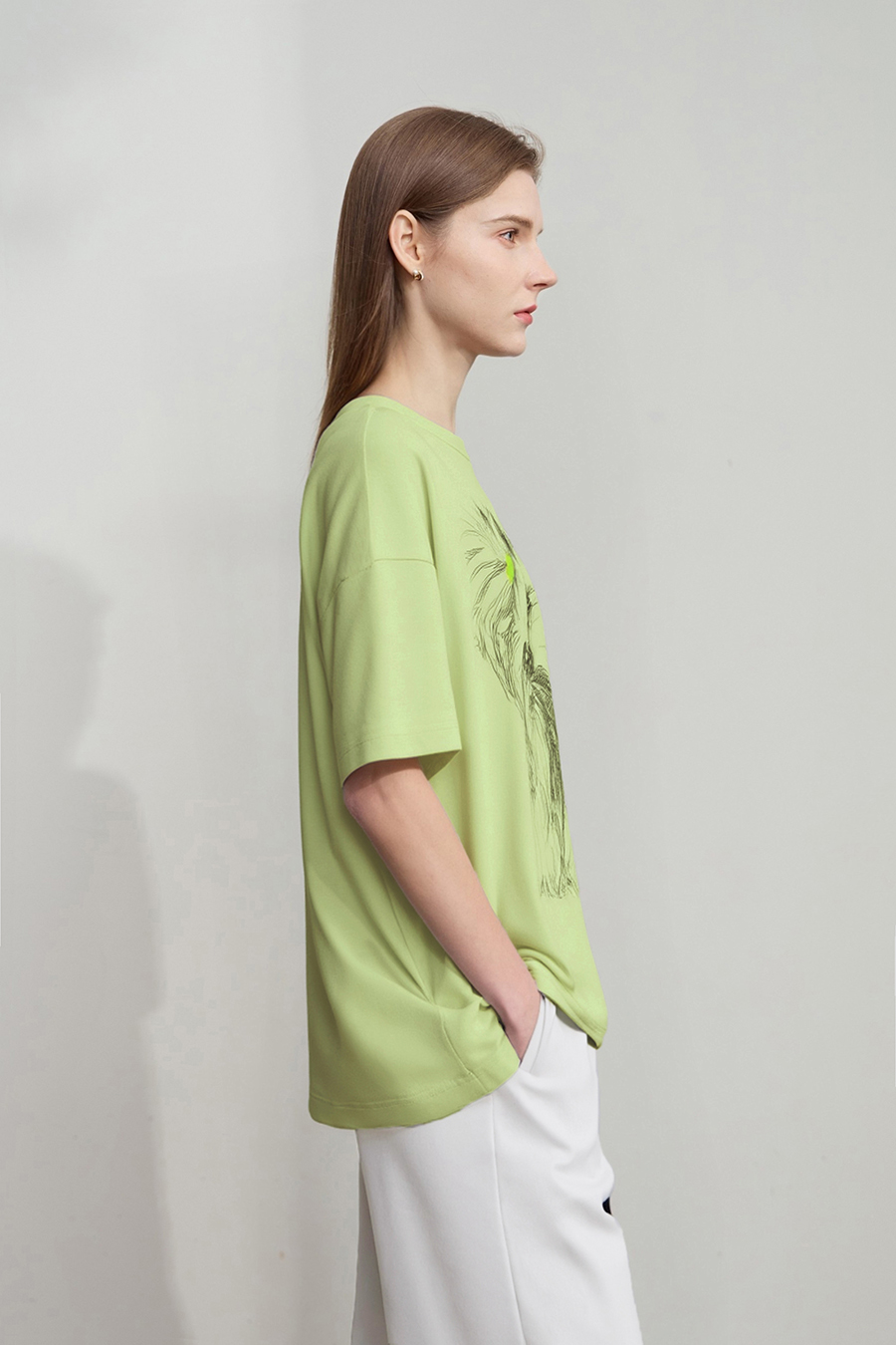 Air-layer Drop-shoulder Printed T-shirt