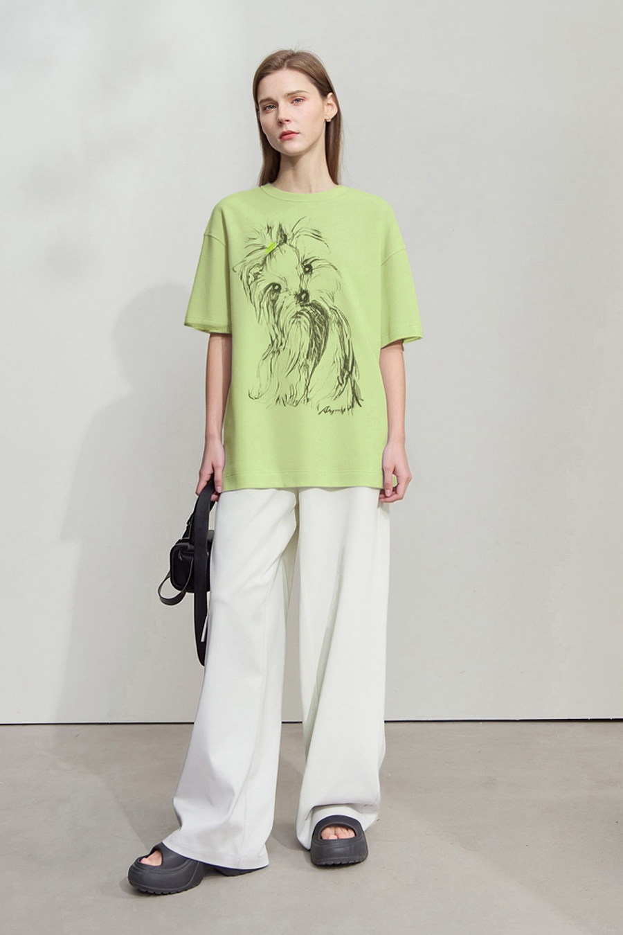 Air-layer Drop-shoulder Printed T-shirt