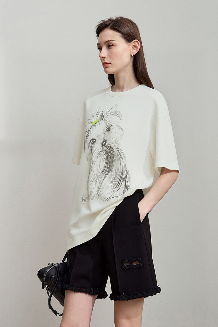 Air-layer Drop-shoulder Printed T-shirt