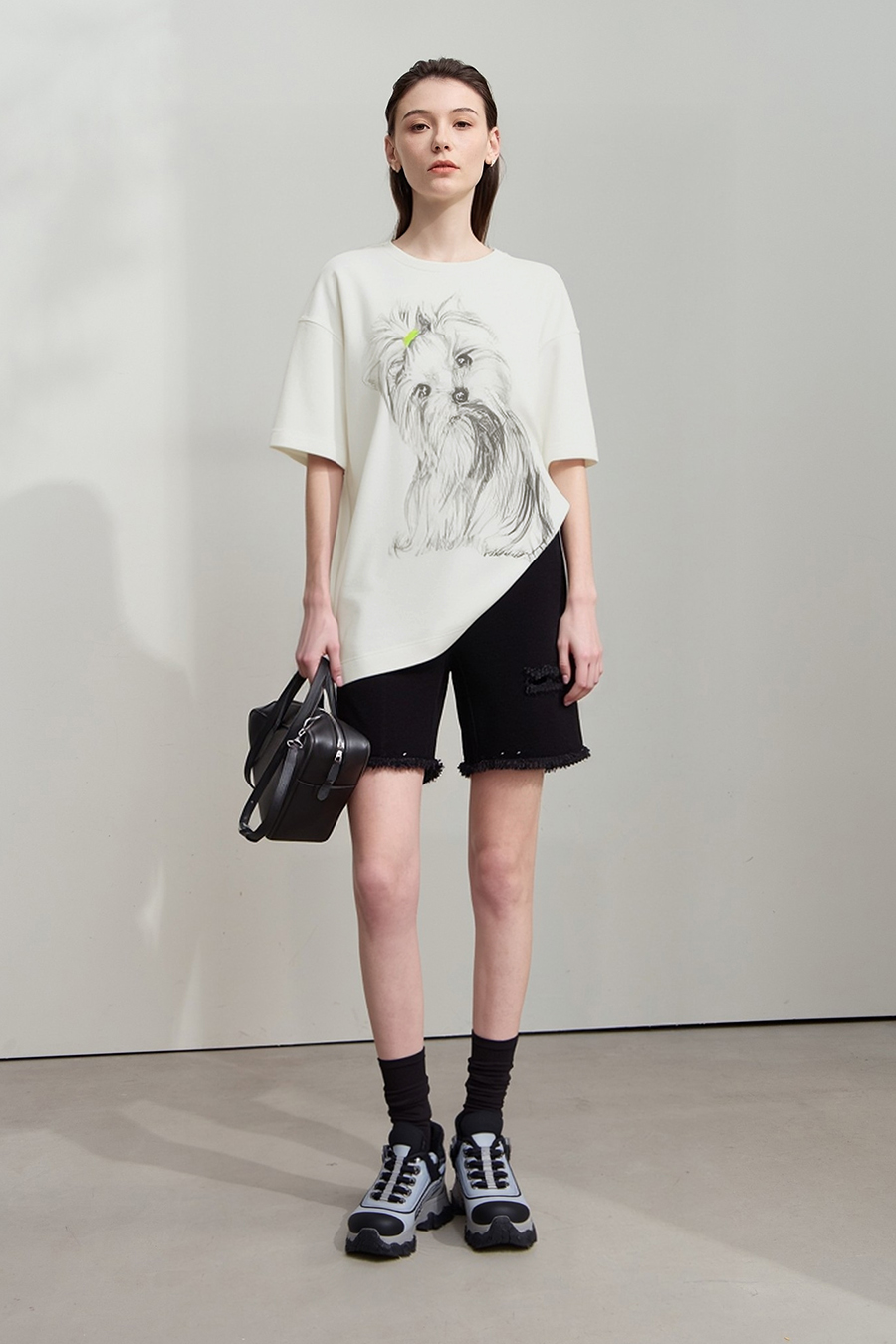 Air-layer Drop-shoulder Printed T-shirt