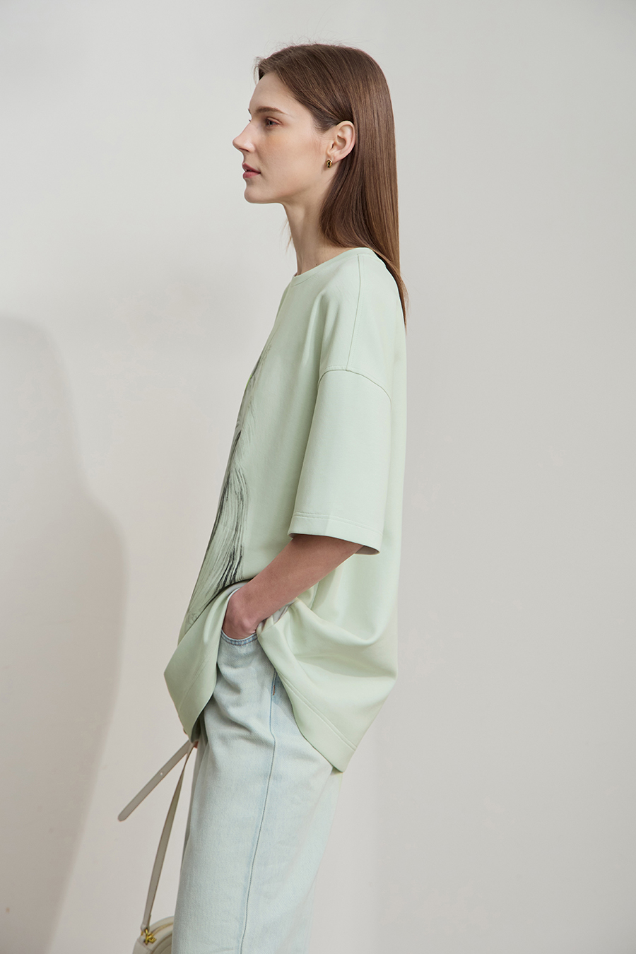 Air-layer Drop-shoulder Printed T-shirt