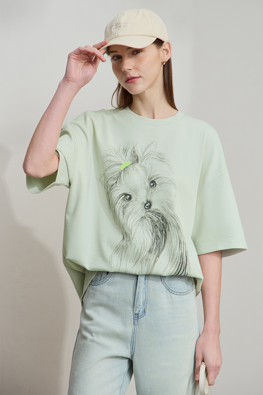 Air-layer Drop-shoulder Printed T-shirt