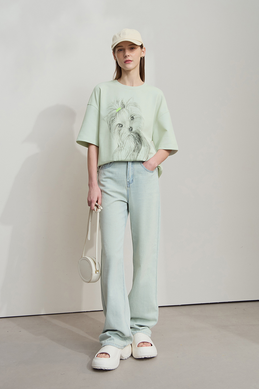 Air-layer Drop-shoulder Printed T-shirt