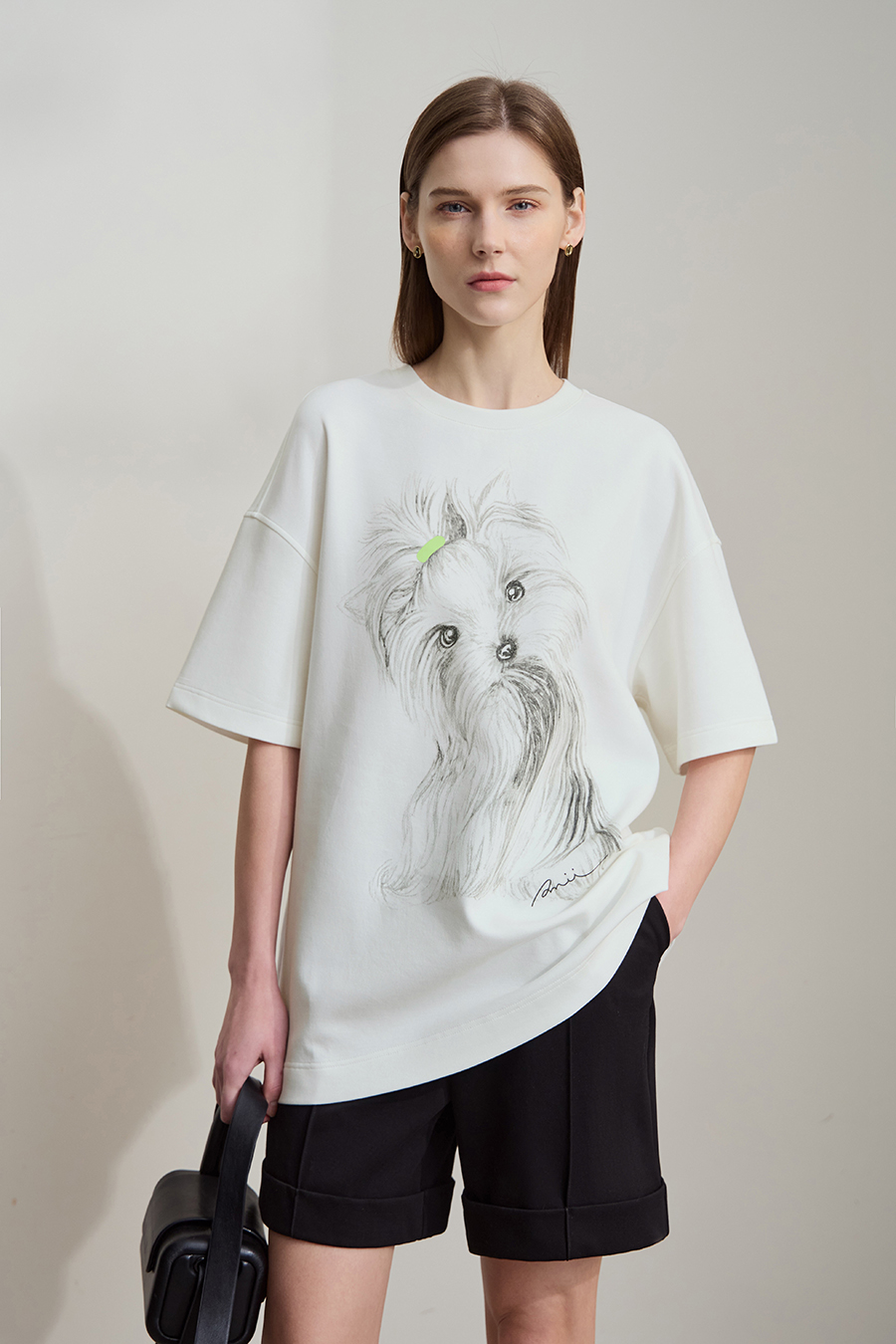 Air-layer Drop-shoulder Printed T-shirt