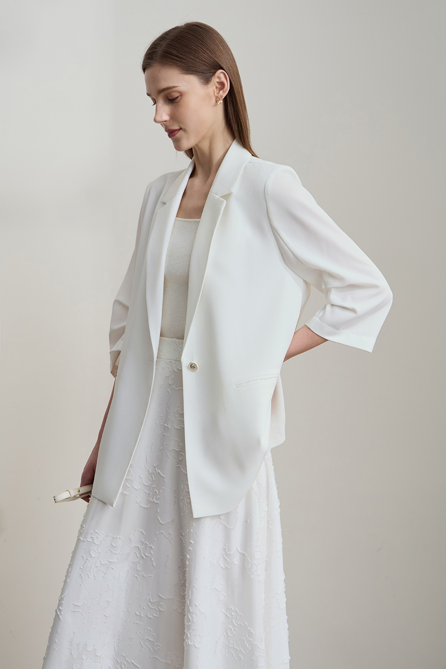 Notched Lapel Single-breasted Blazer