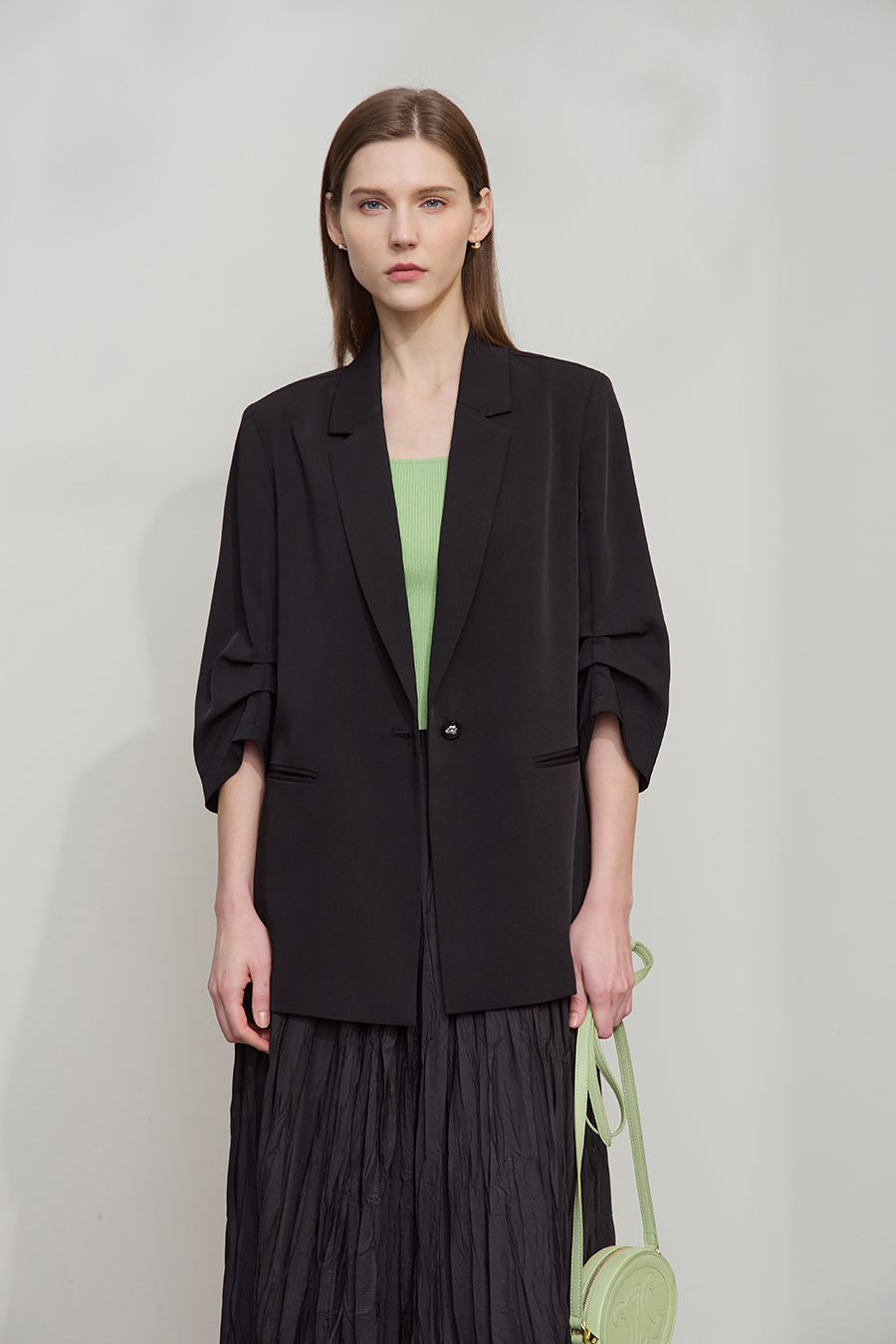 Notched Lapel Single-breasted Blazer