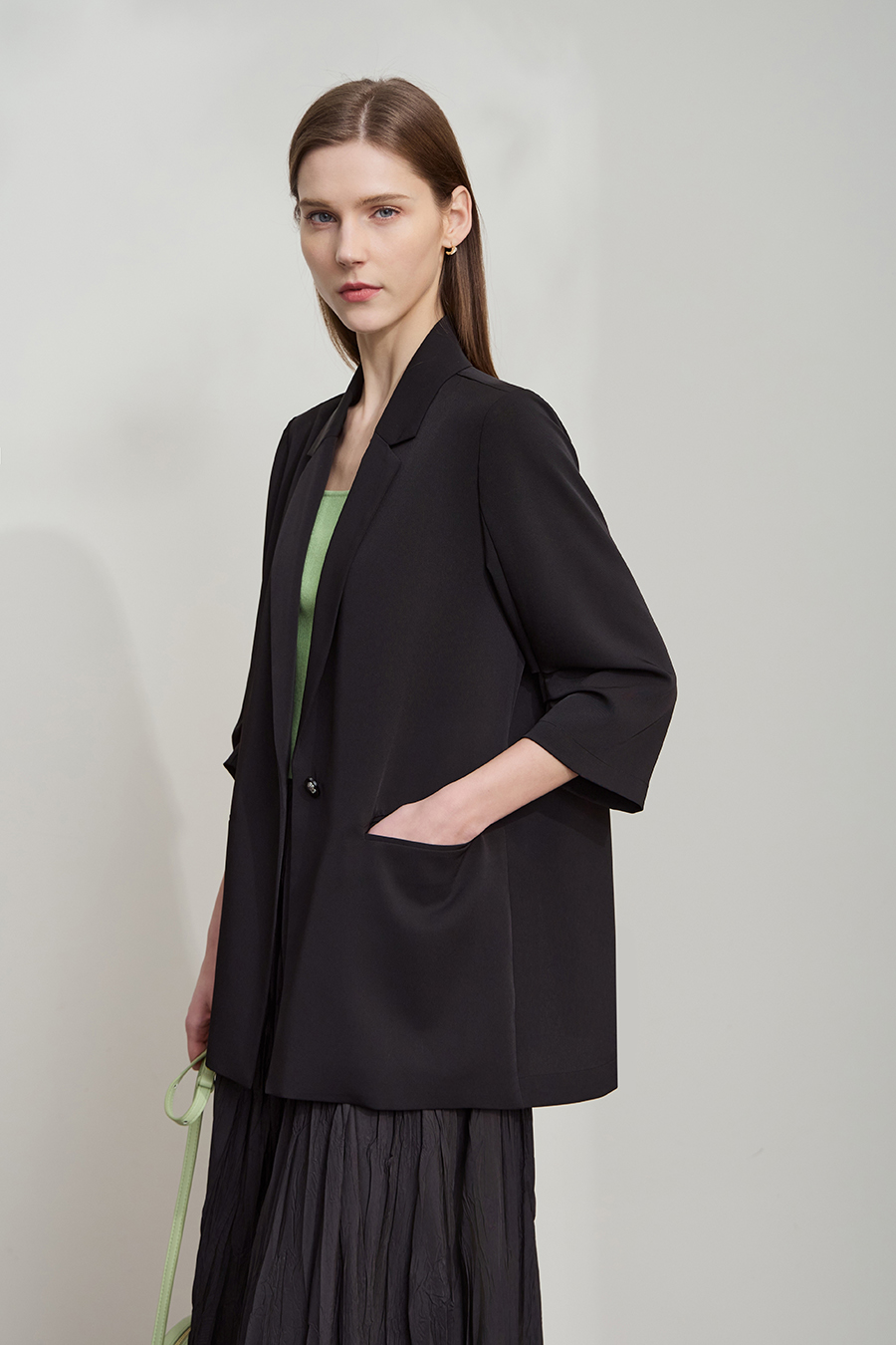 Notched Lapel Single-breasted Blazer