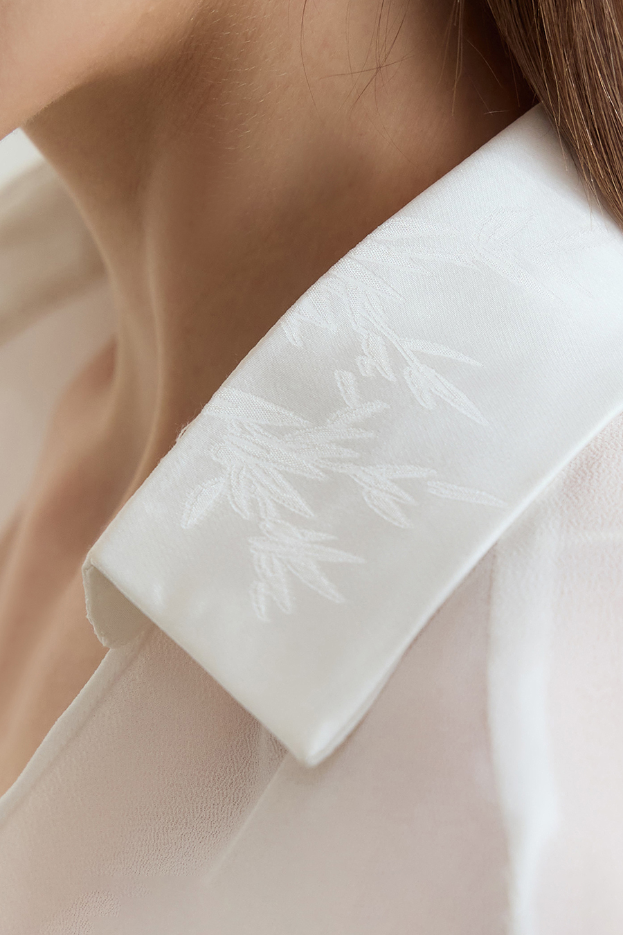 Sheer Drop-shoulder Chiffon Blouse