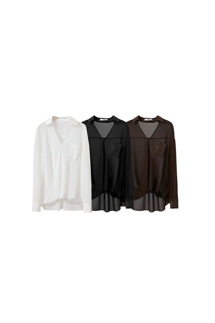 Sheer Drop-shoulder Chiffon Blouse