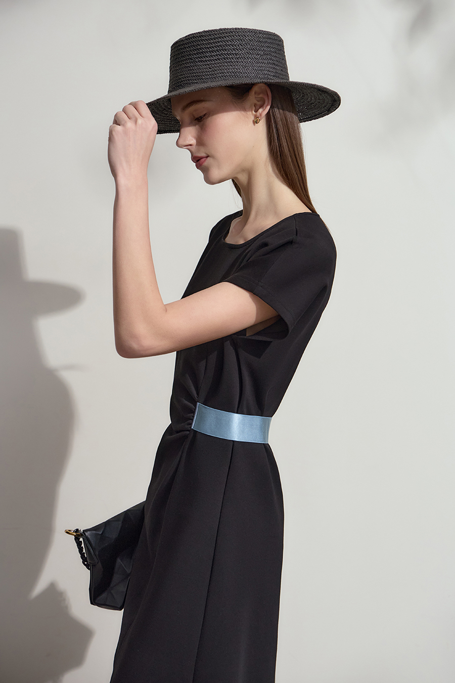 Waist-defined Slit Dress