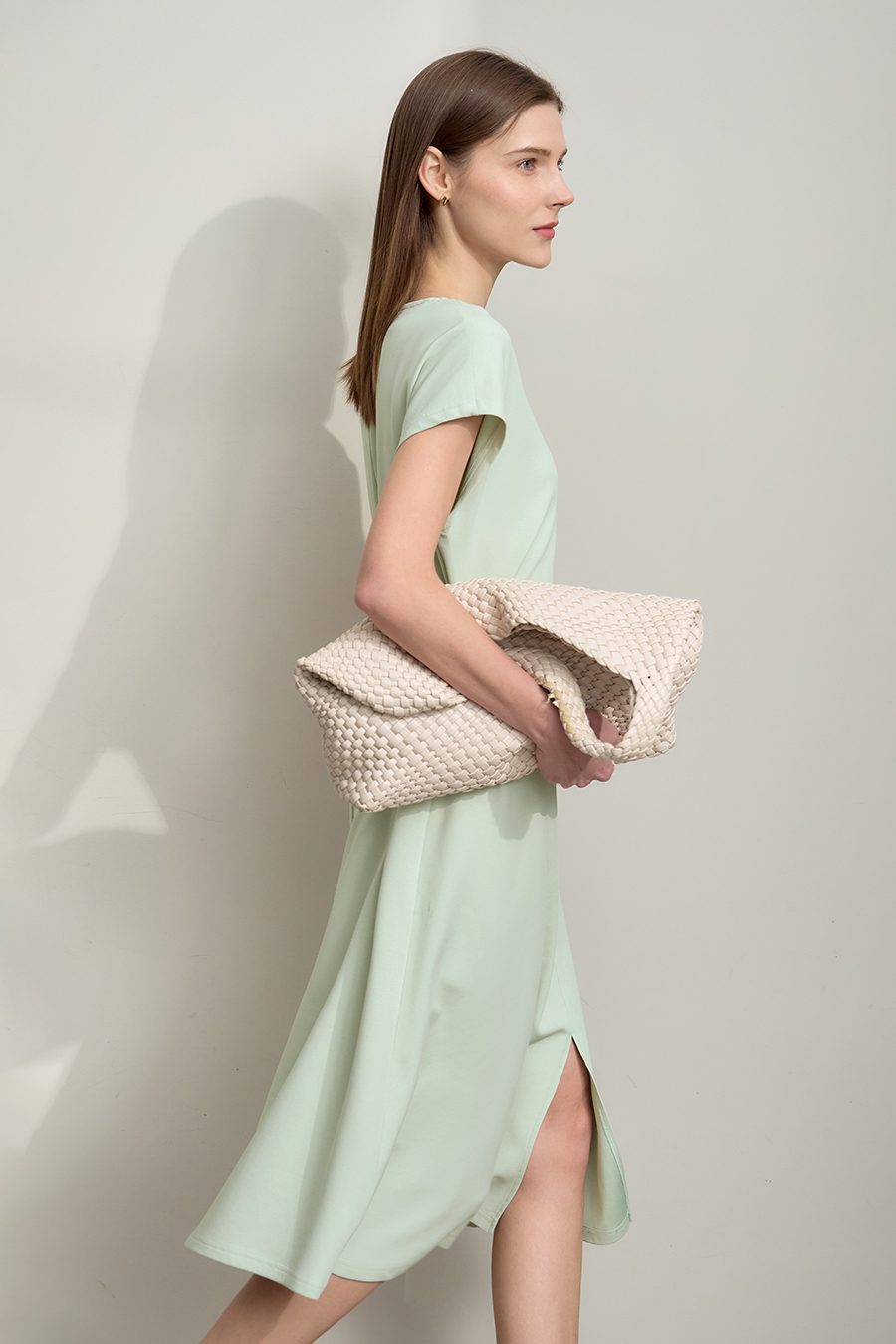 Waist-defined Slit Dress