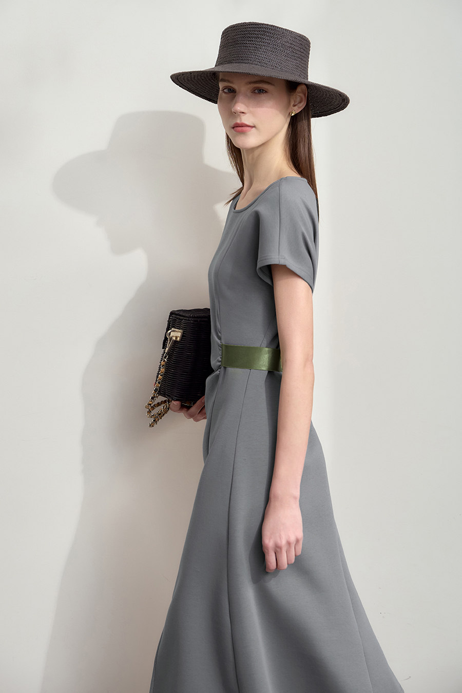 Waist-defined Slit Dress