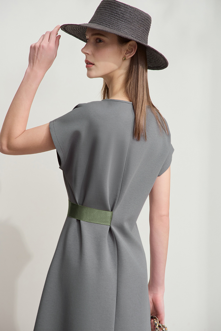 Waist-defined Slit Dress