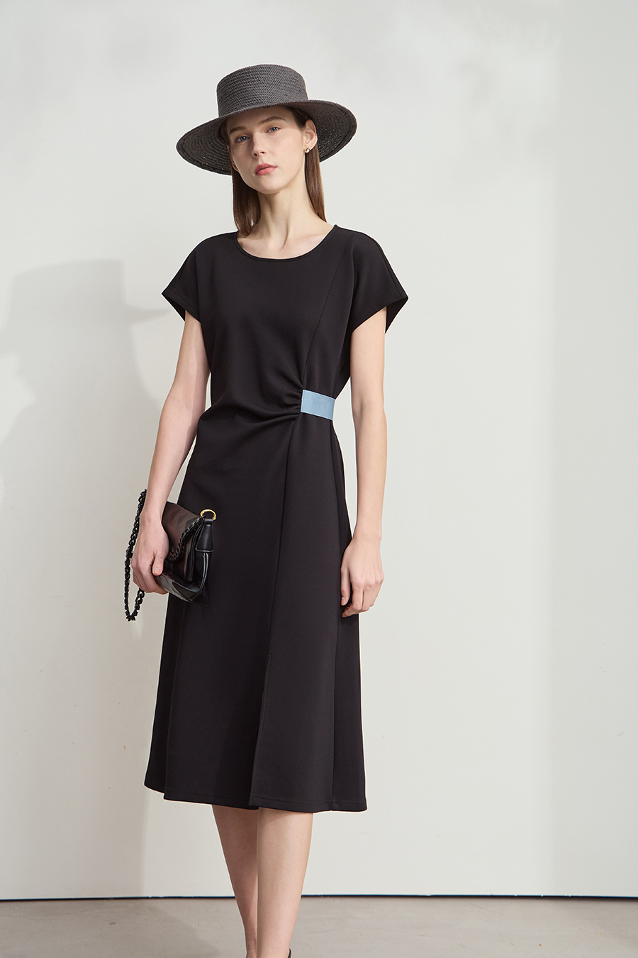 Waist-defined Slit Dress