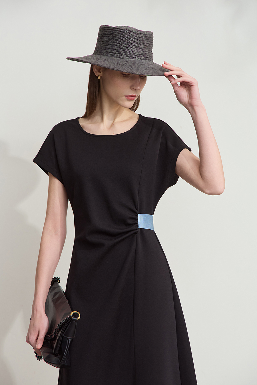 Waist-defined Slit Dress