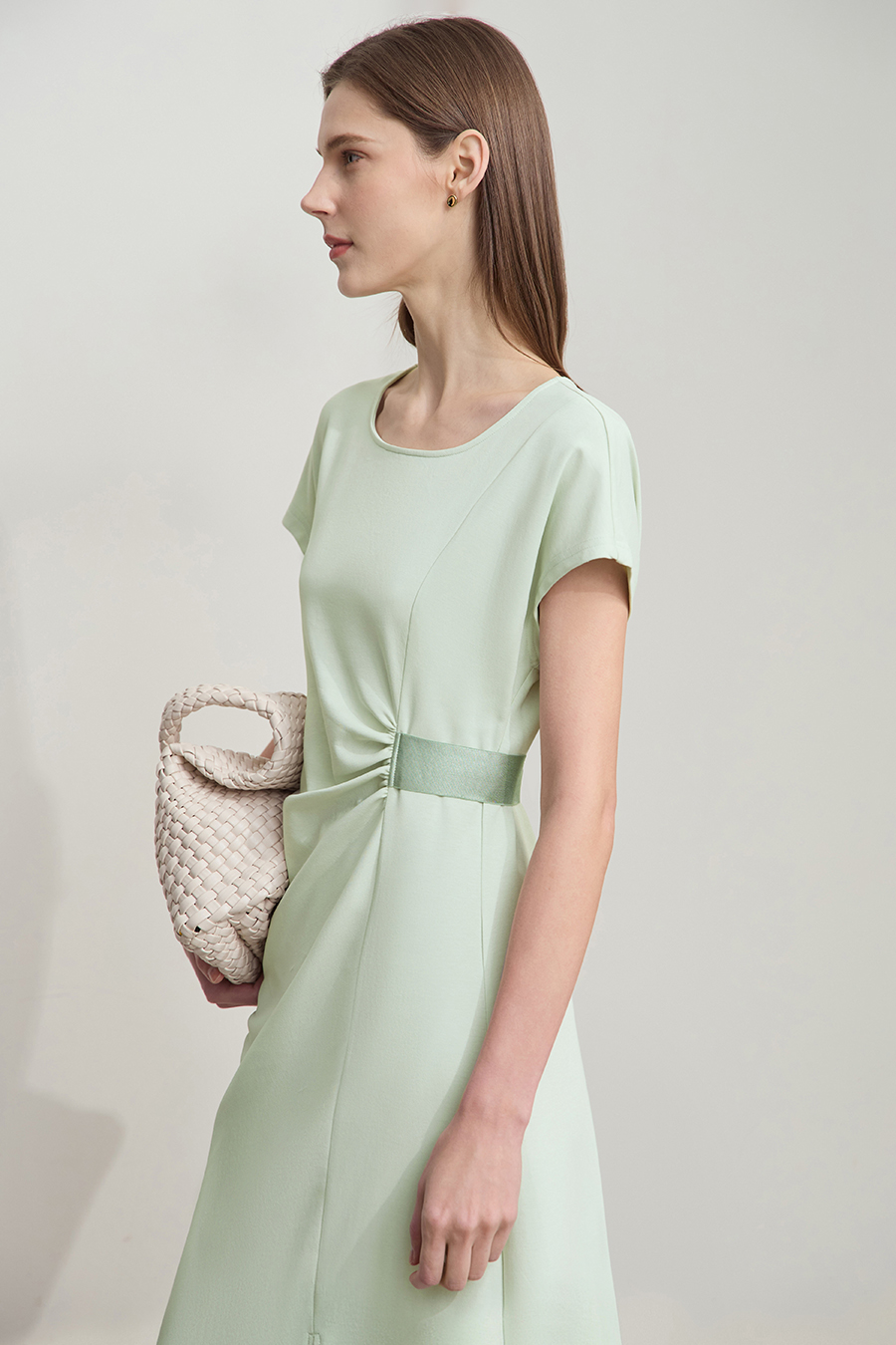 Waist-defined Slit Dress