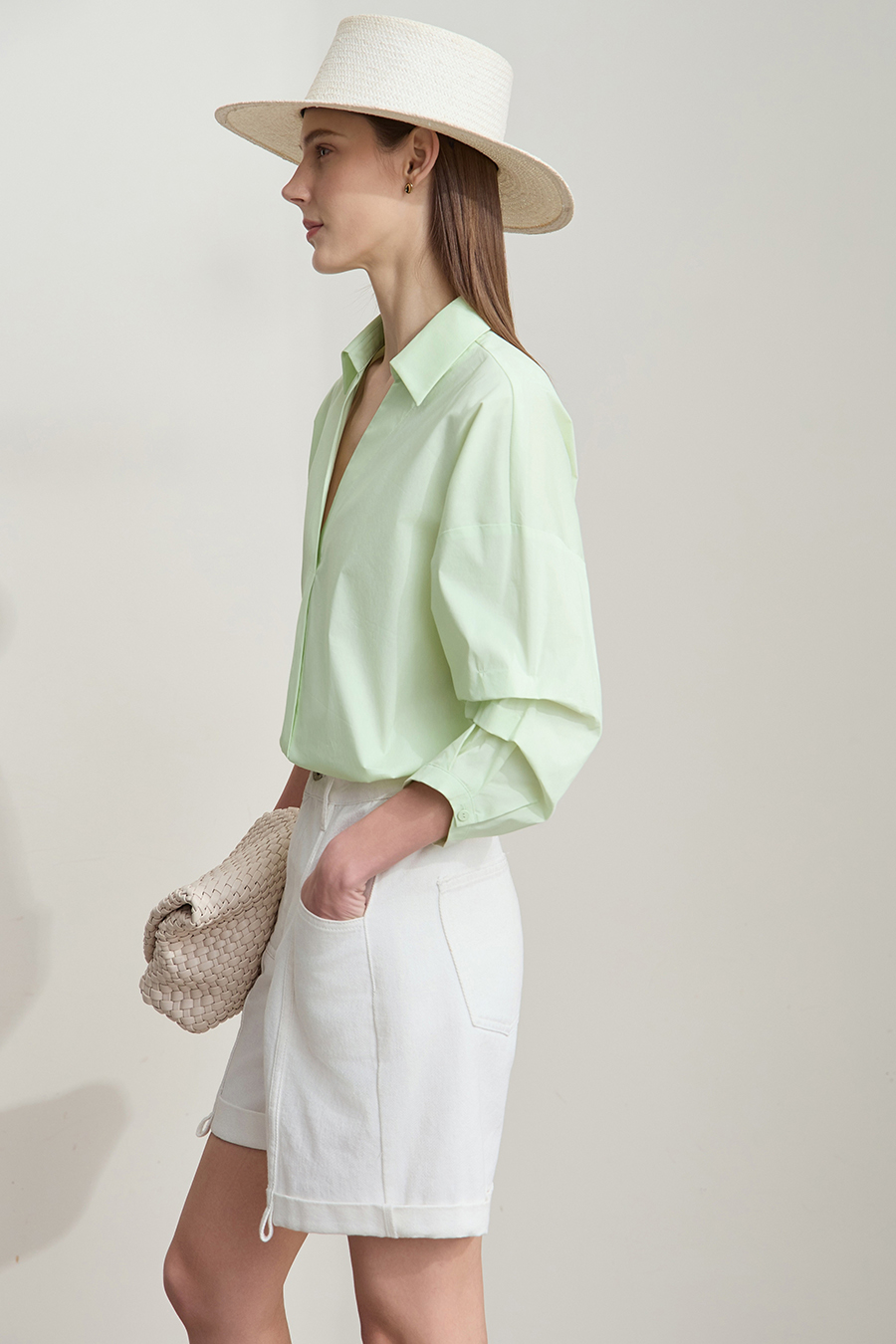 Pleated 3/4 Sleeve Shirt