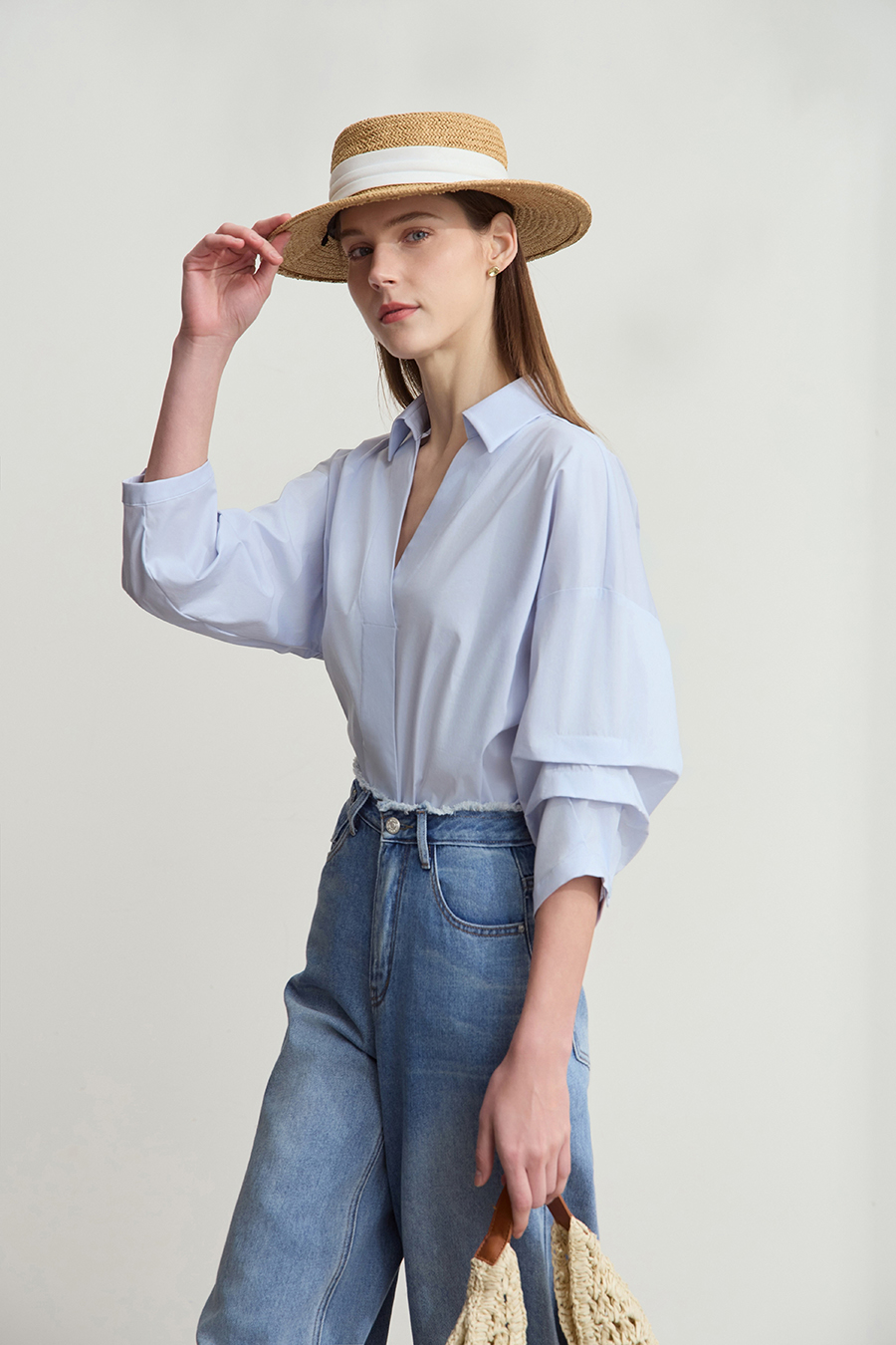 Pleated 3/4 Sleeve Shirt