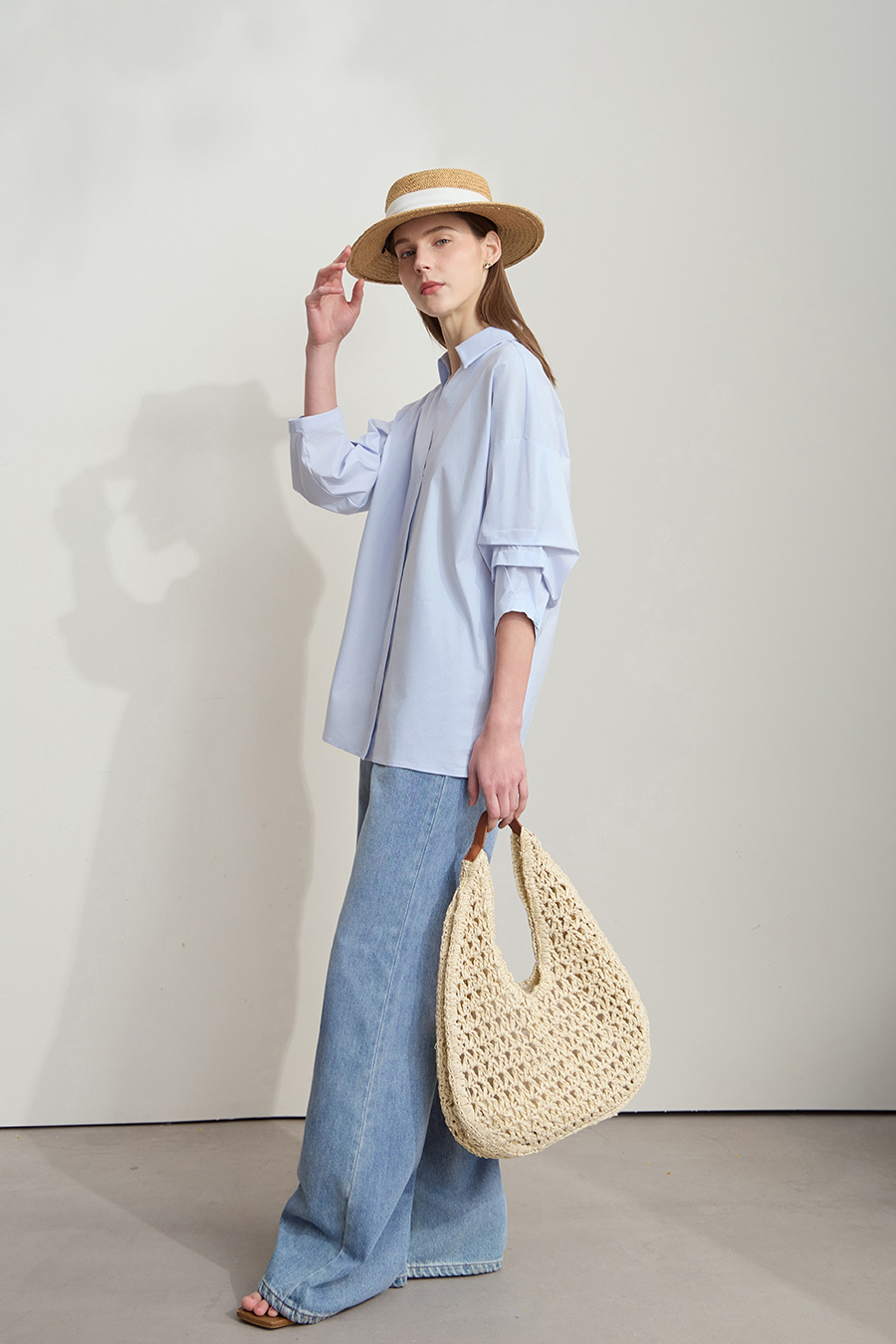 Pleated 3/4 Sleeve Shirt