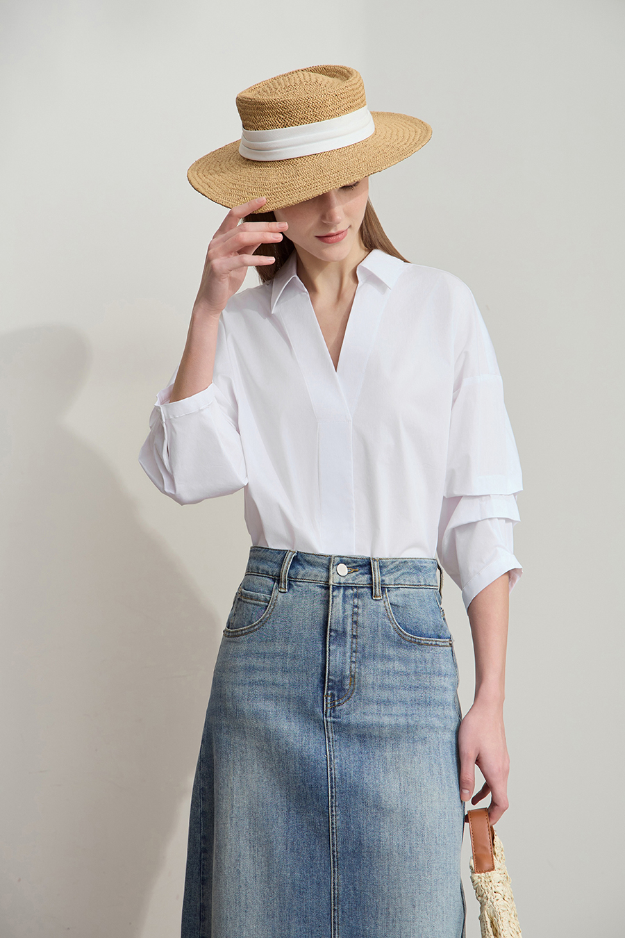 Pleated 3/4 Sleeve Shirt