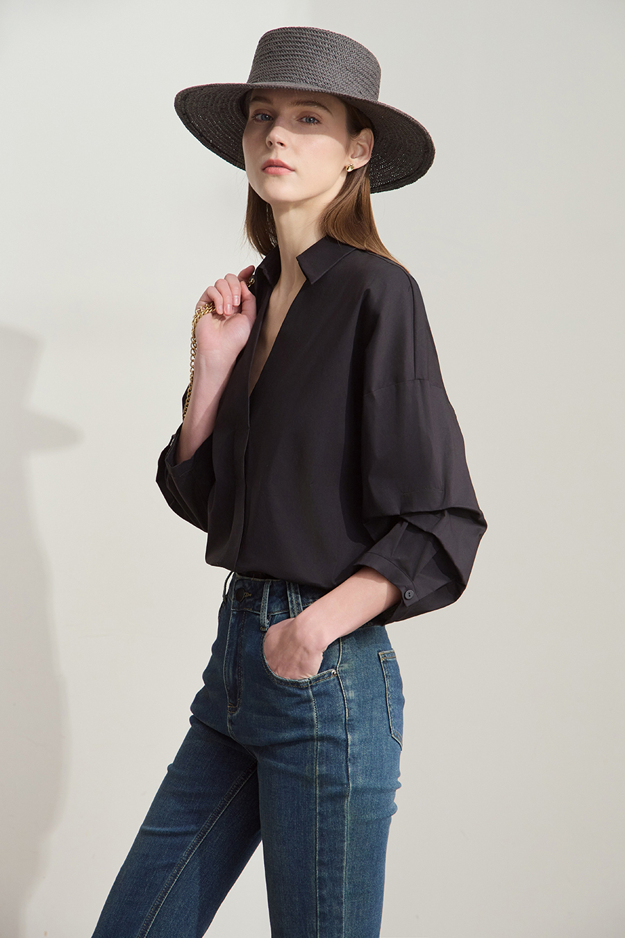 Pleated 3/4 Sleeve Shirt