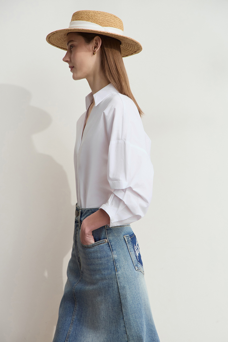Pleated 3/4 Sleeve Shirt