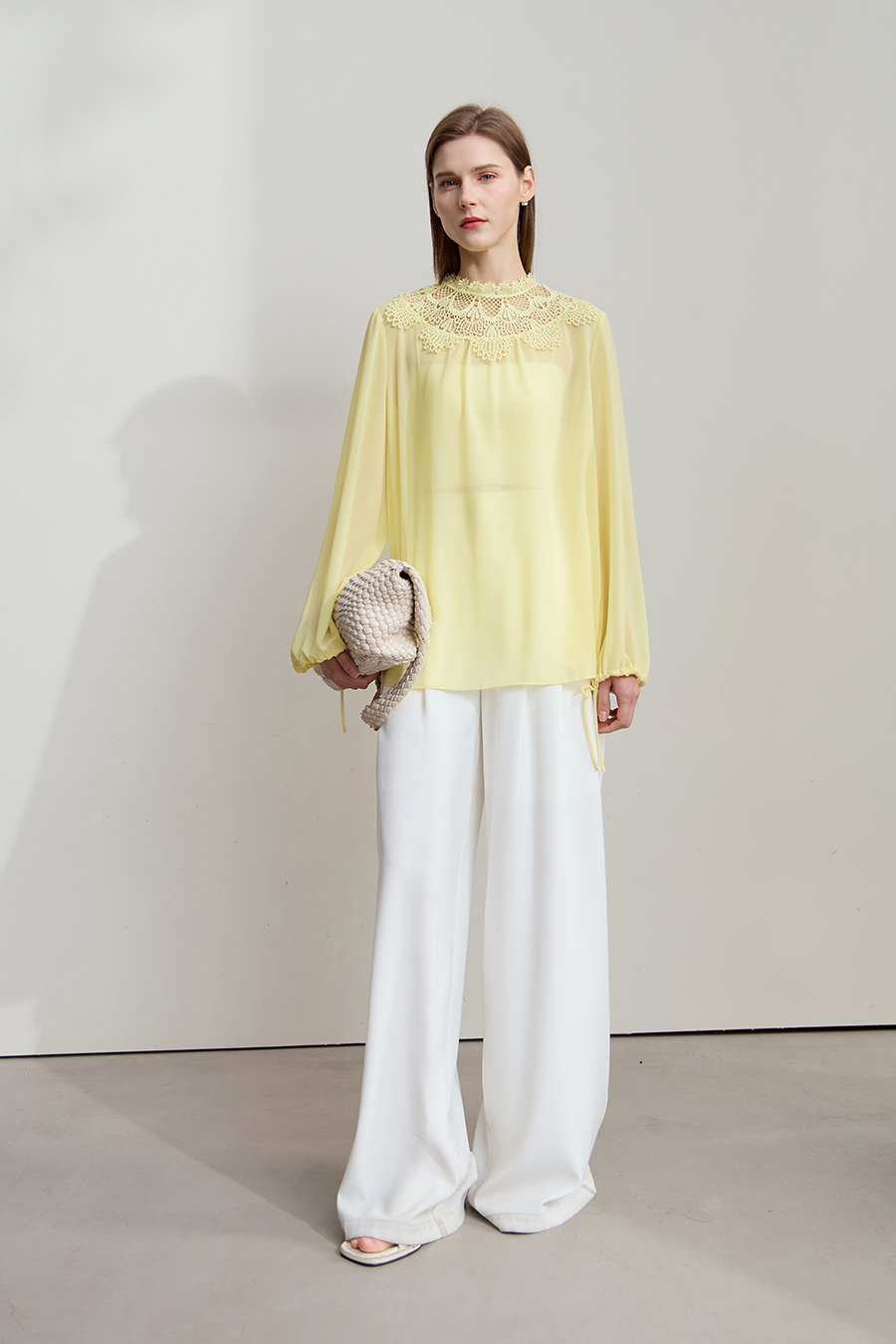 Lantern Sleeve Light Chiffon Blouse