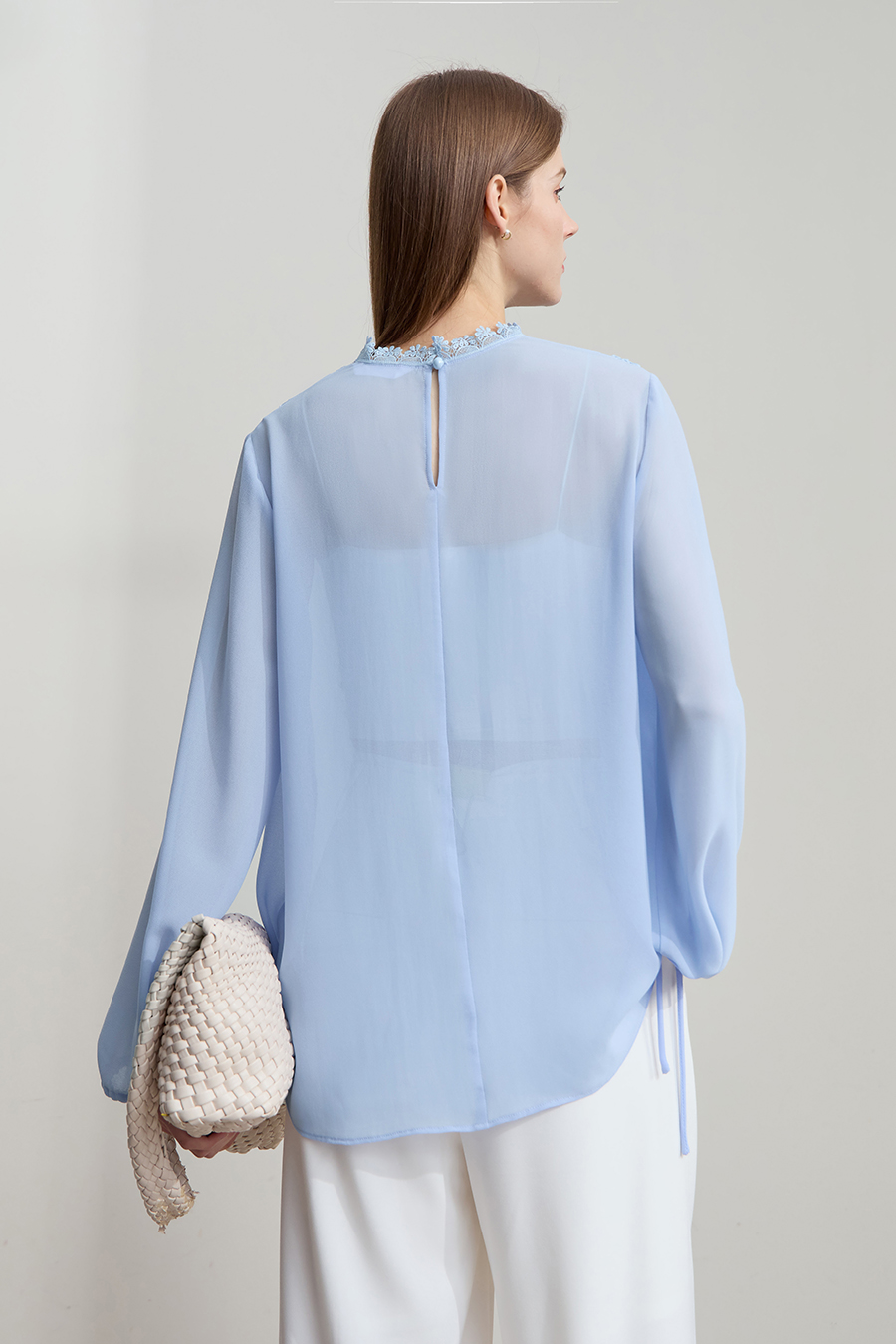 Lantern Sleeve Light Chiffon Blouse