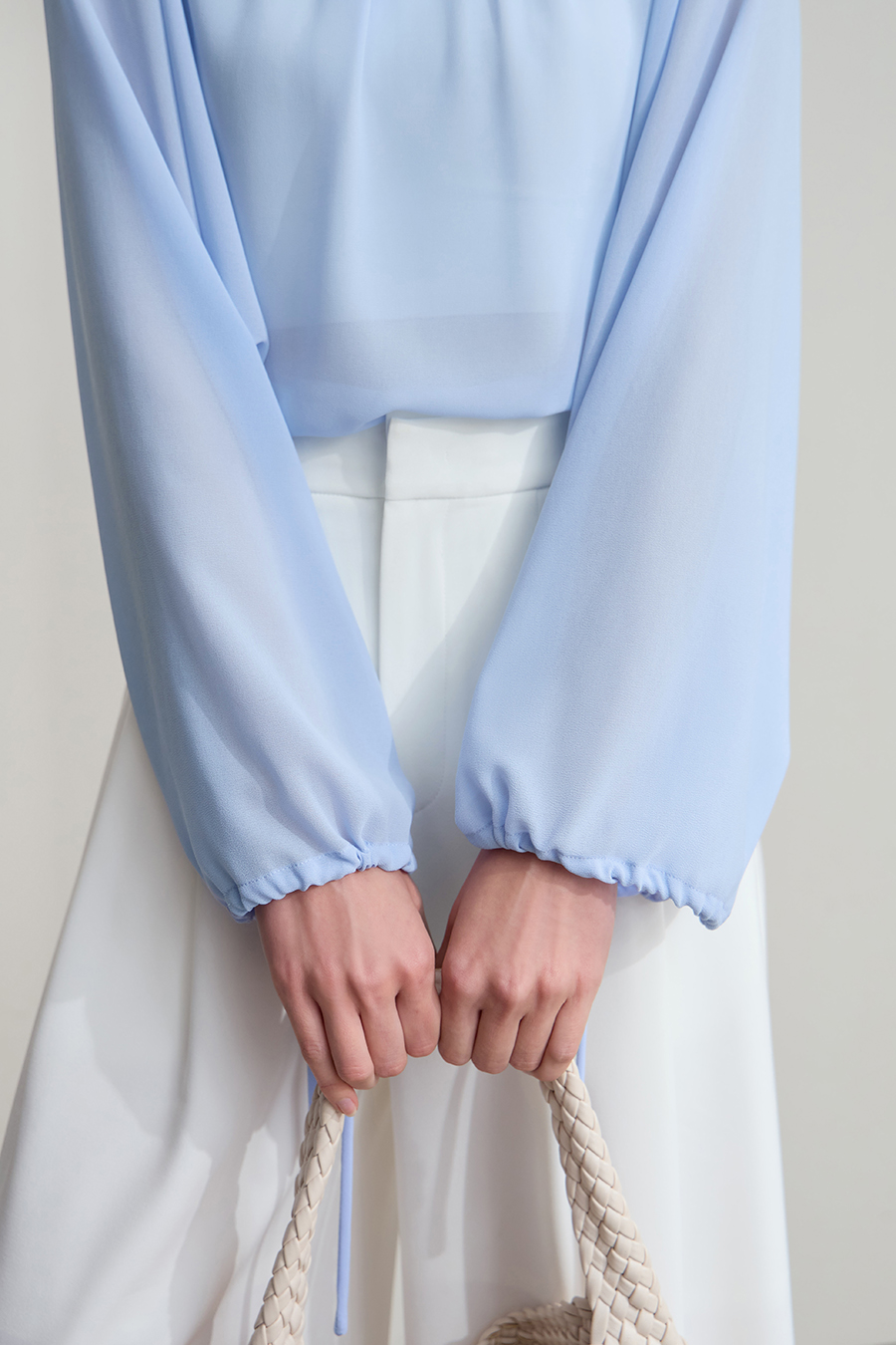 Lantern Sleeve Light Chiffon Blouse