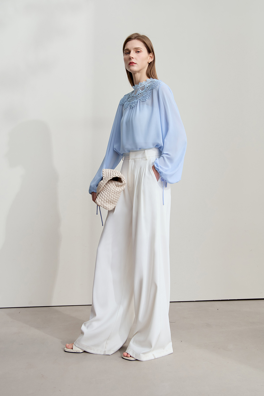 Lantern Sleeve Light Chiffon Blouse