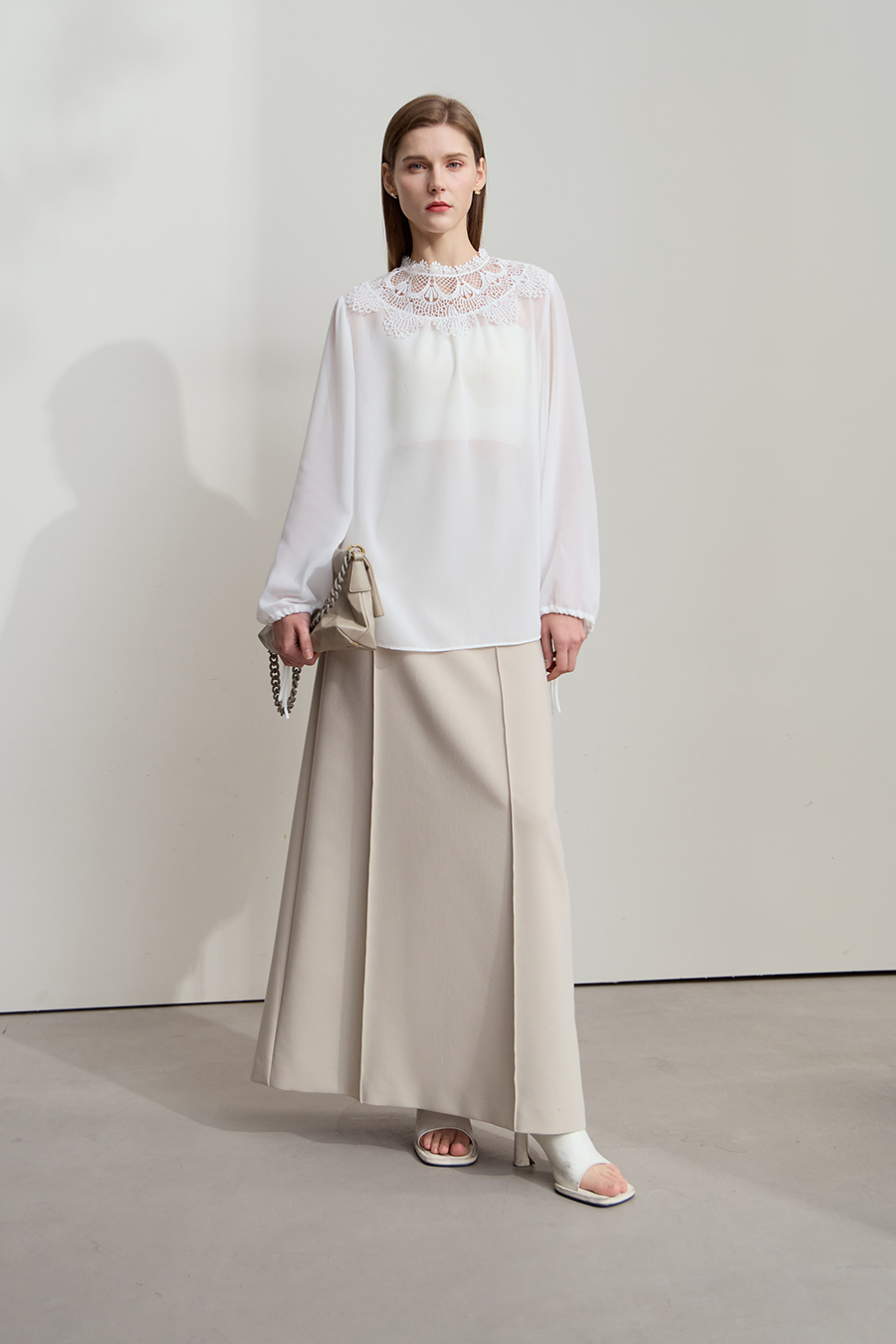 Lantern Sleeve Light Chiffon Blouse