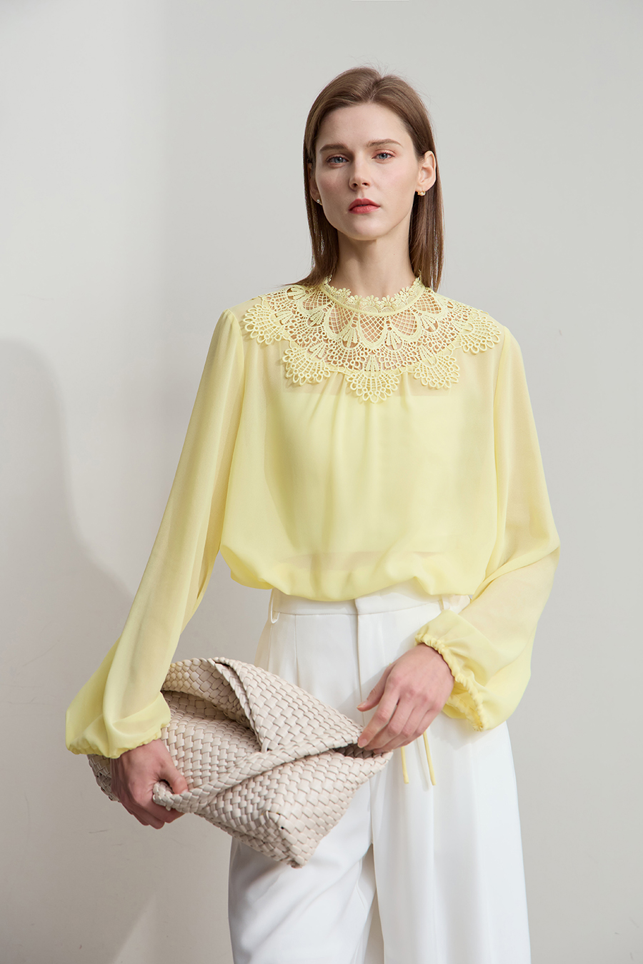 Lantern Sleeve Light Chiffon Blouse