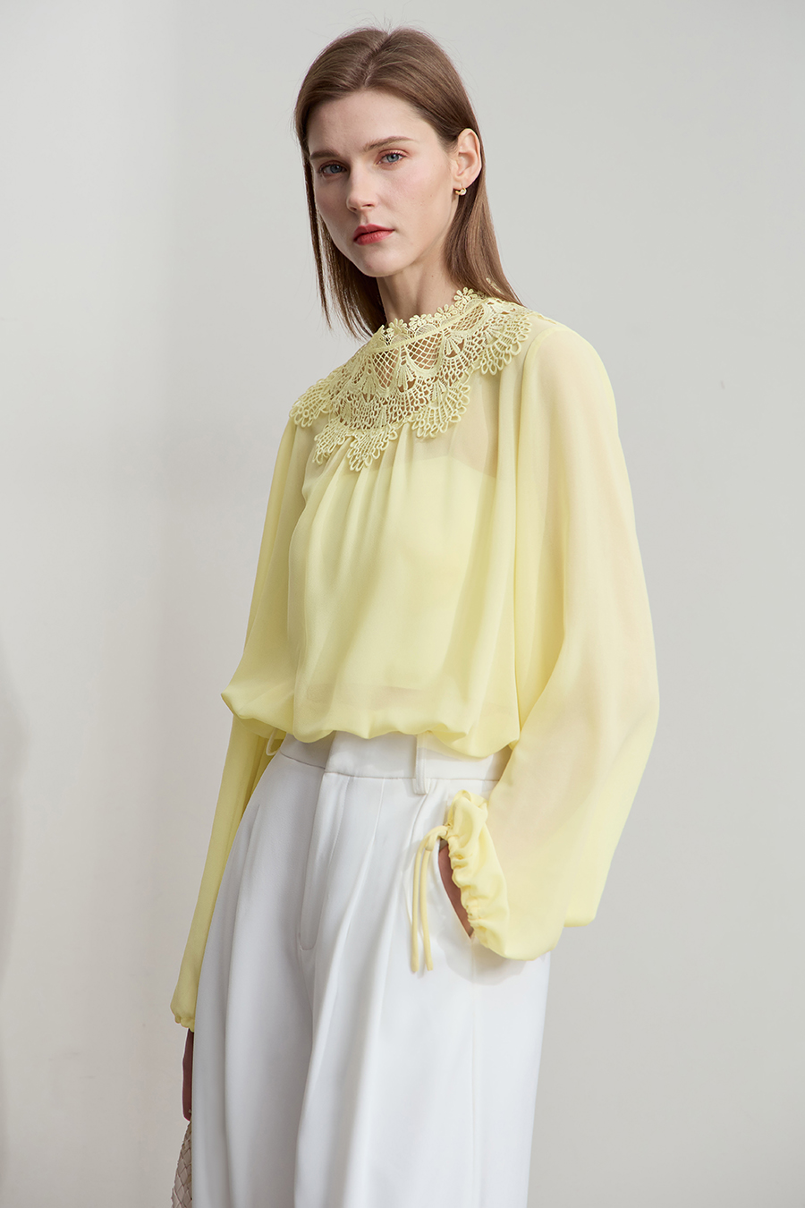 Lantern Sleeve Light Chiffon Blouse