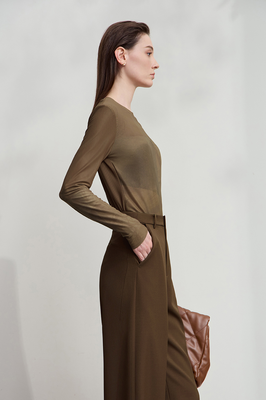 Crew Neck Printed Mesh T-shirt