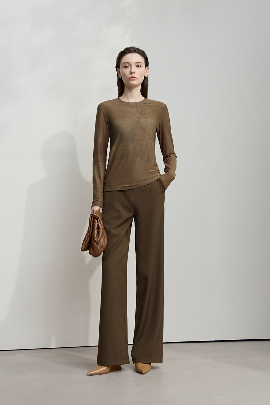 Crew Neck Printed Mesh T-shirt