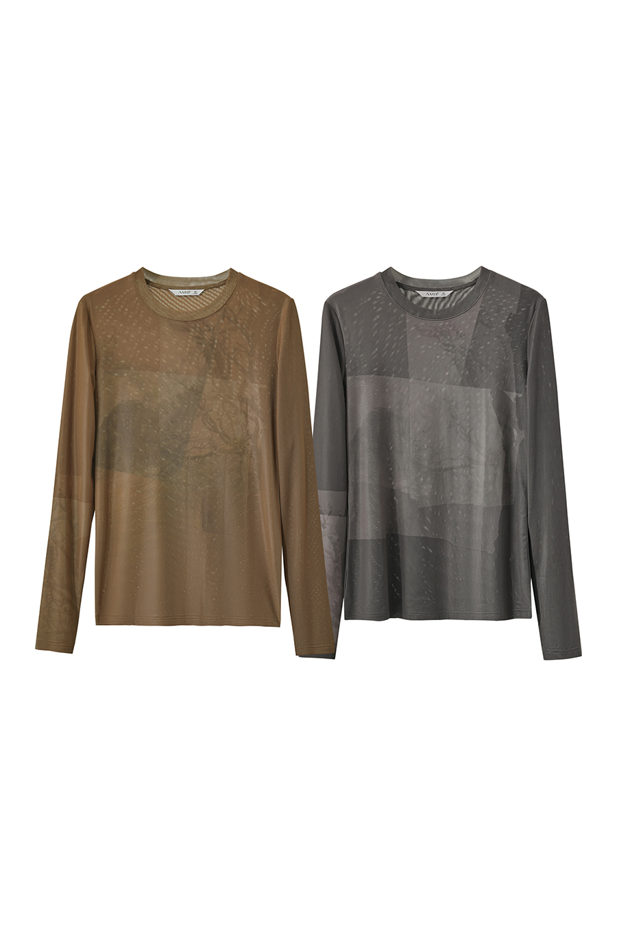 Crew Neck Printed Mesh T-shirt