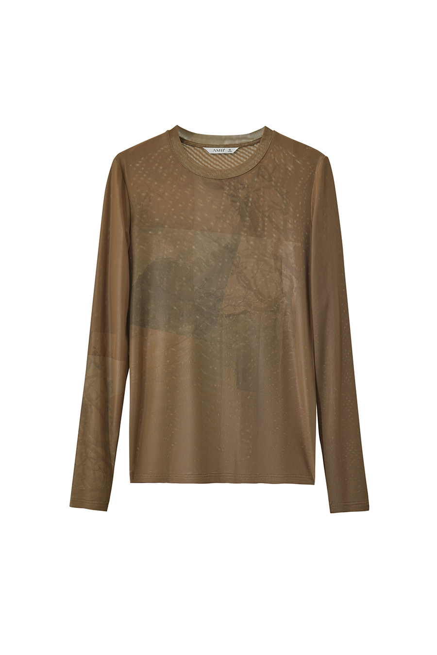 Crew Neck Printed Mesh T-shirt