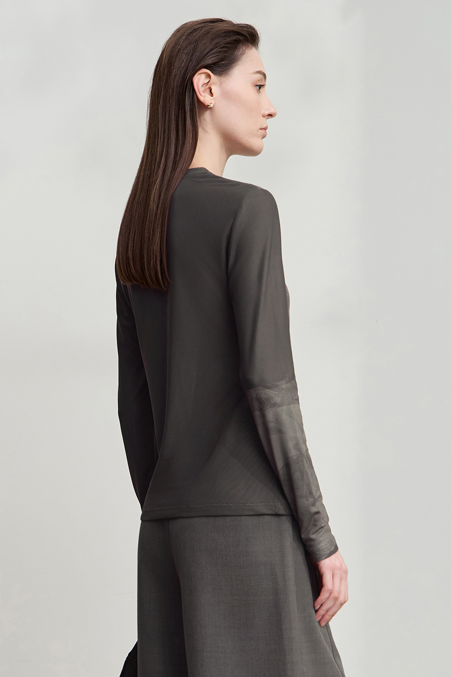 Crew Neck Printed Mesh T-shirt