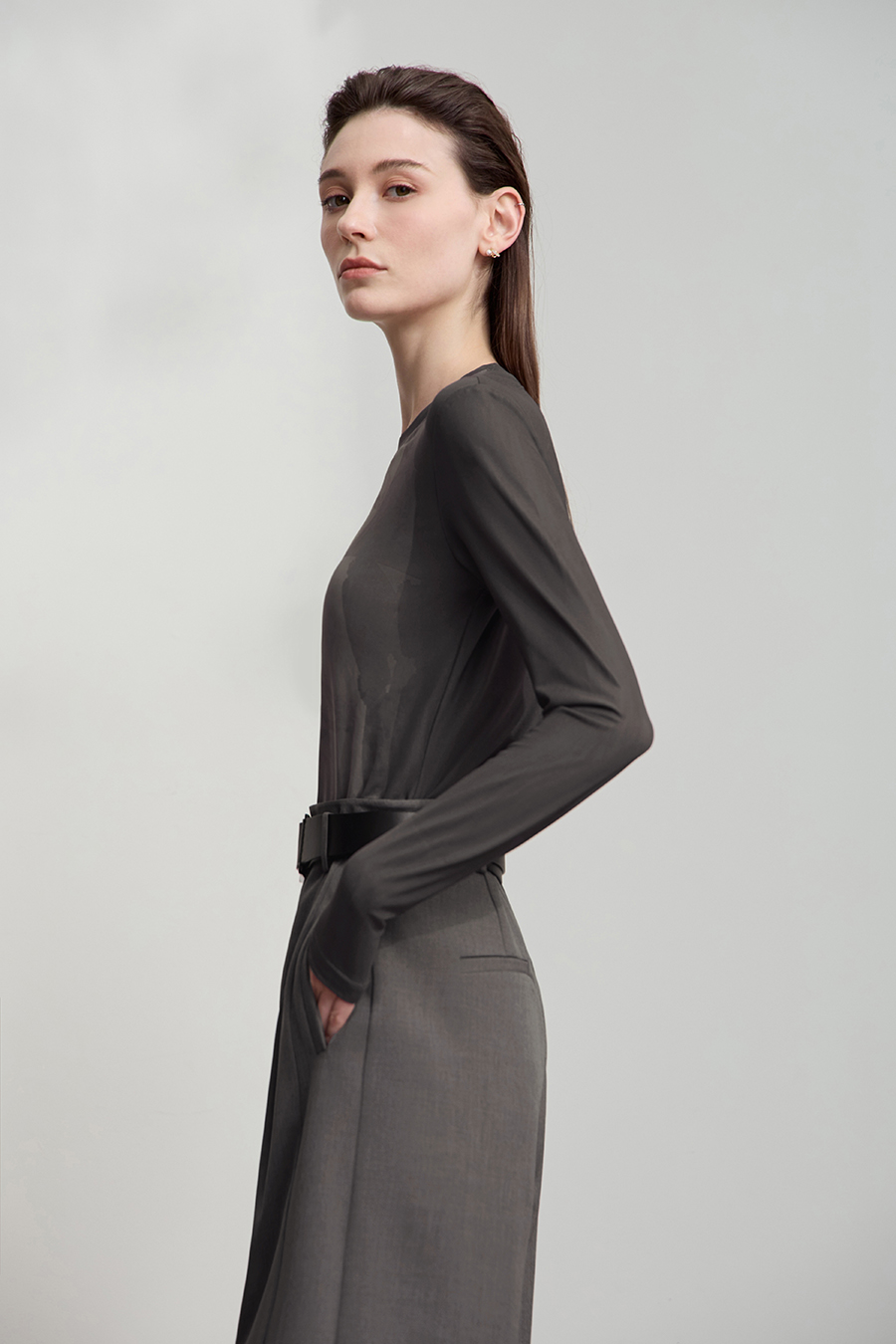 Crew Neck Printed Mesh T-shirt