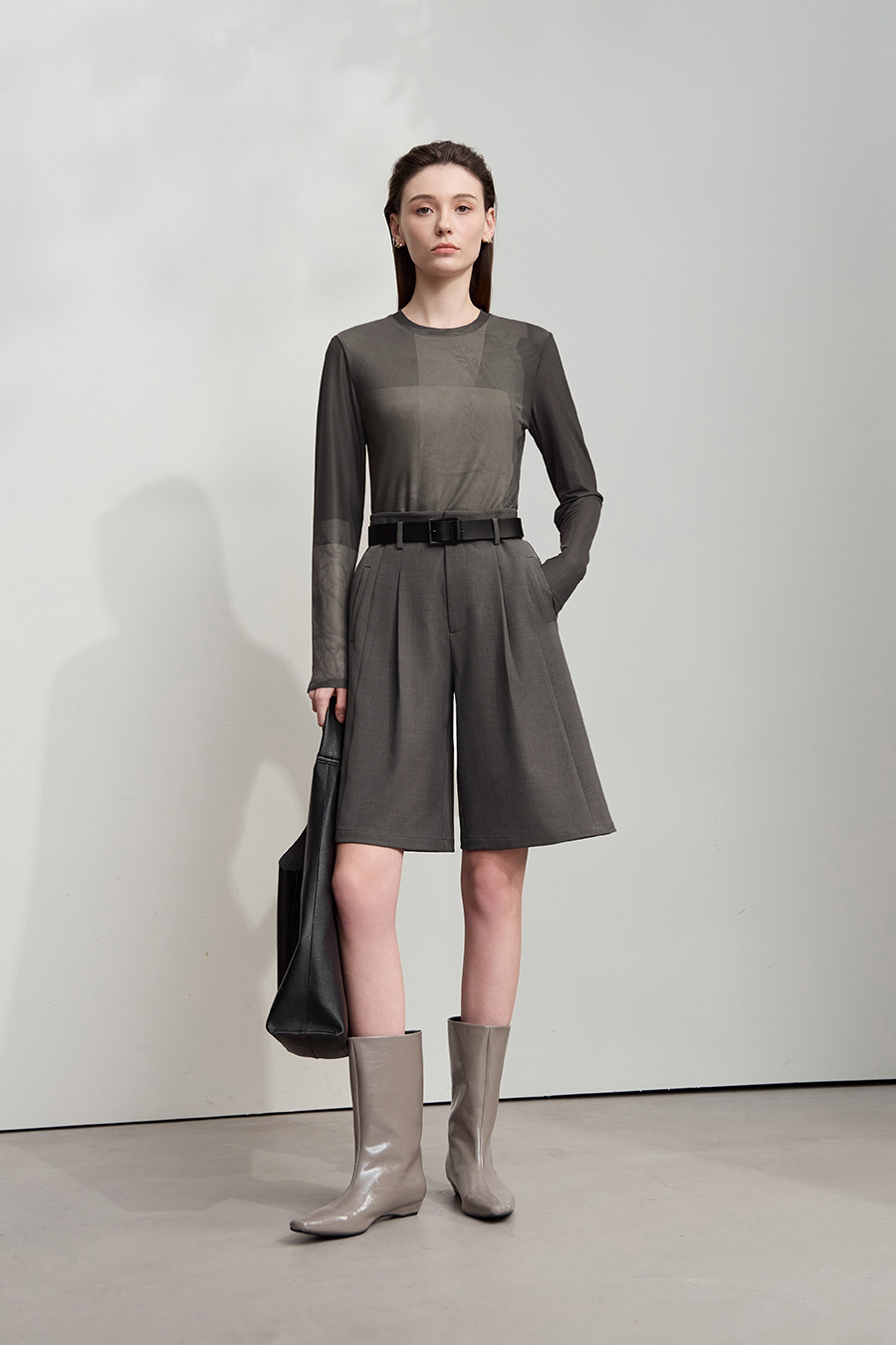 Crew Neck Printed Mesh T-shirt