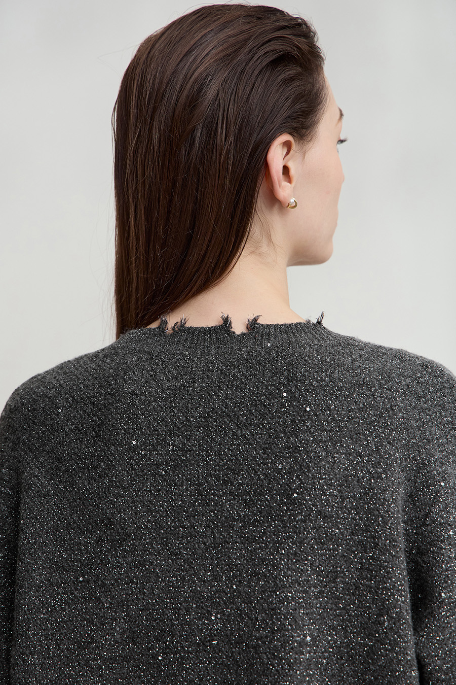 Tweed Sequin Knitted Cardigan|AMII-AMII.com