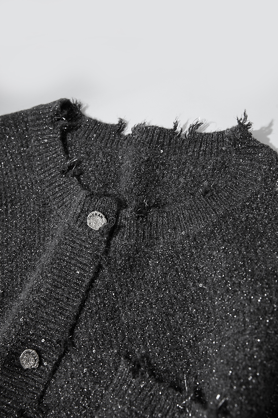 Tweed Sequin Knitted Cardigan|AMII-AMII.com