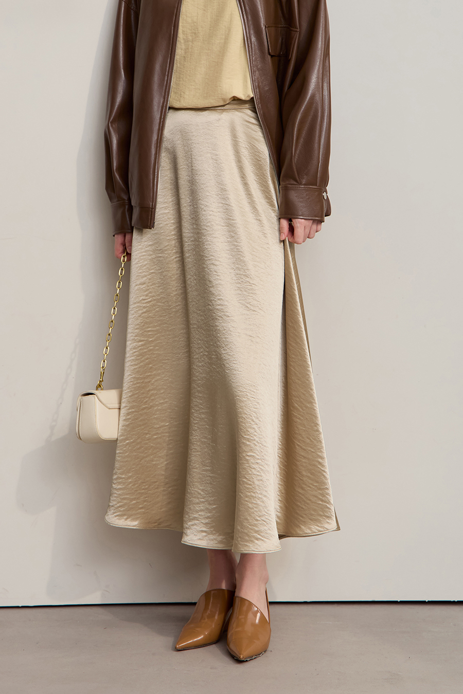 Loose Long Satin Midi Skirt|AMII-AMII.com