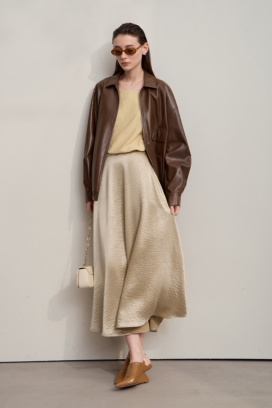 Loose Long Satin Midi Skirt|AMII-AMII.com