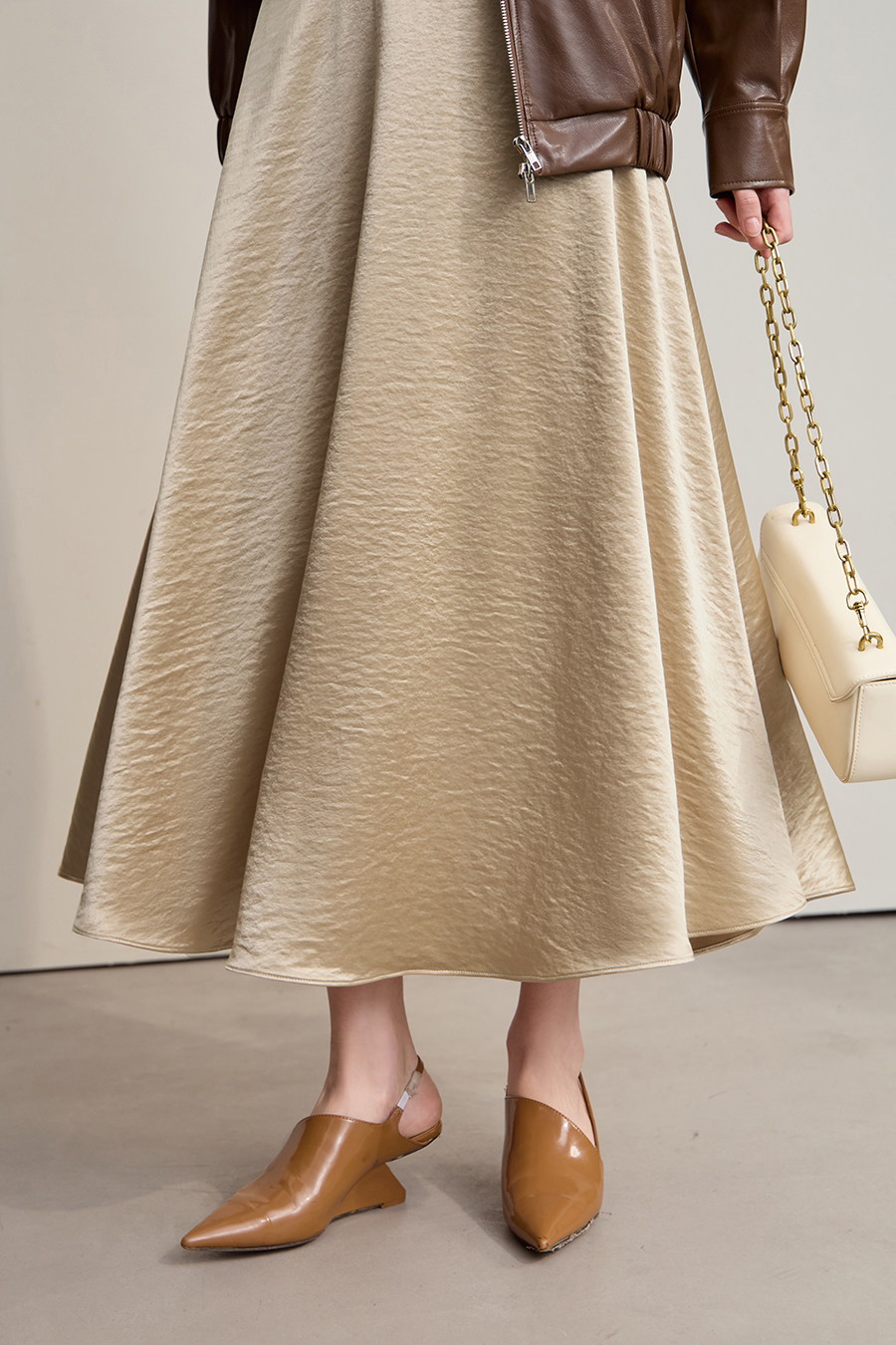 Loose Long Satin Midi Skirt|AMII-AMII.com