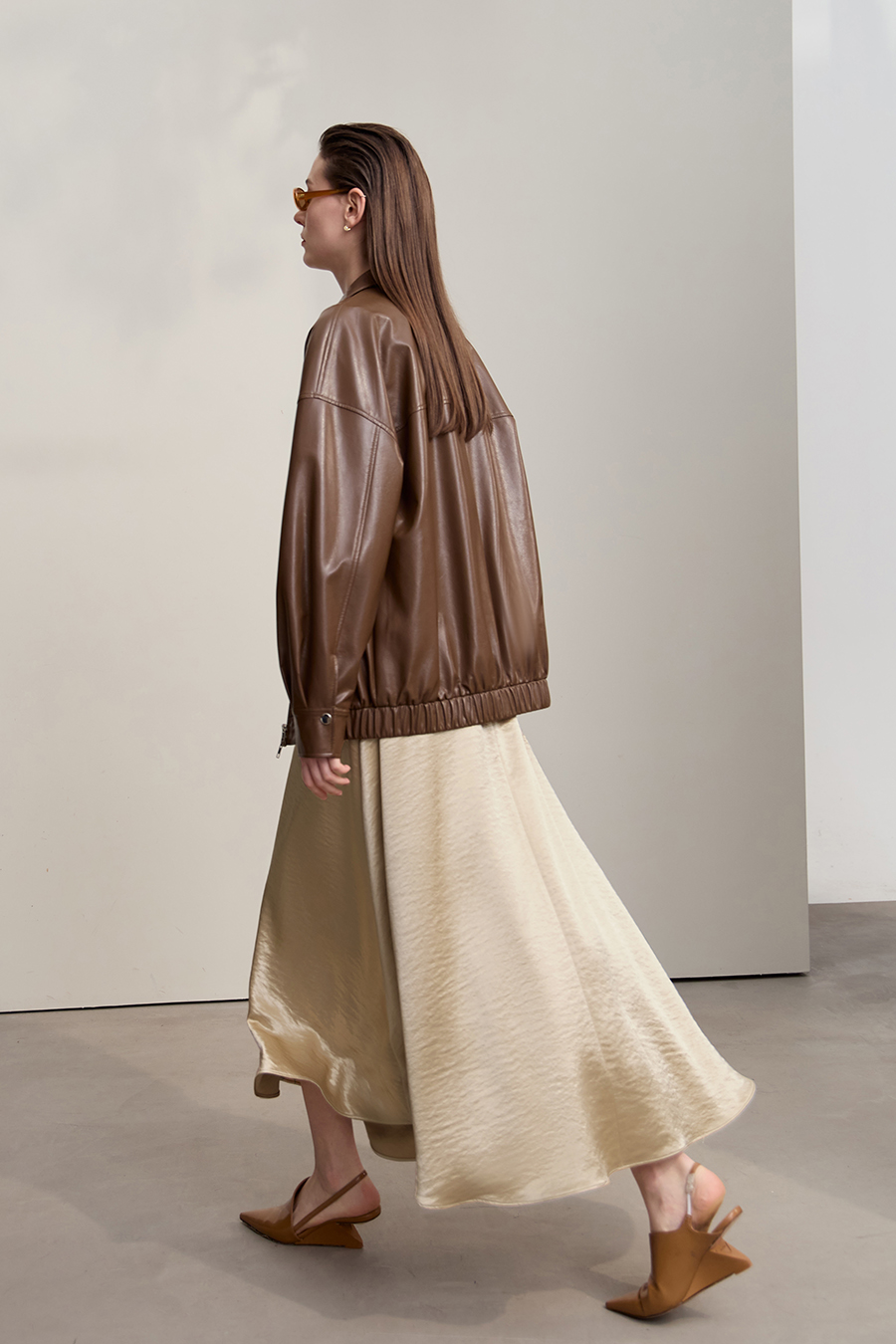 Loose Long Satin Midi Skirt|AMII-AMII.com