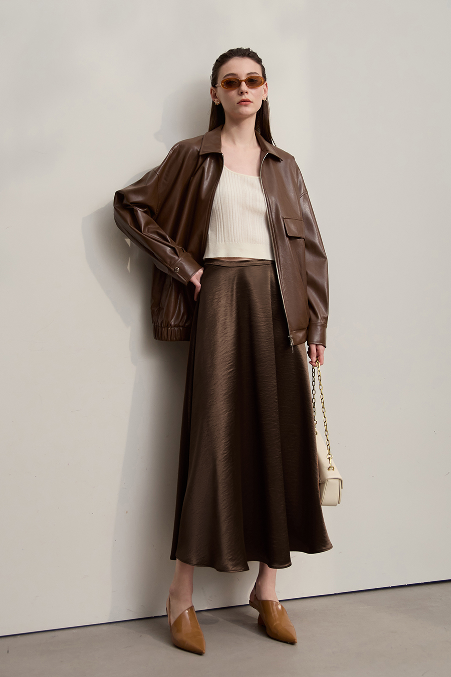 Loose Long Satin Midi Skirt|AMII-AMII.com