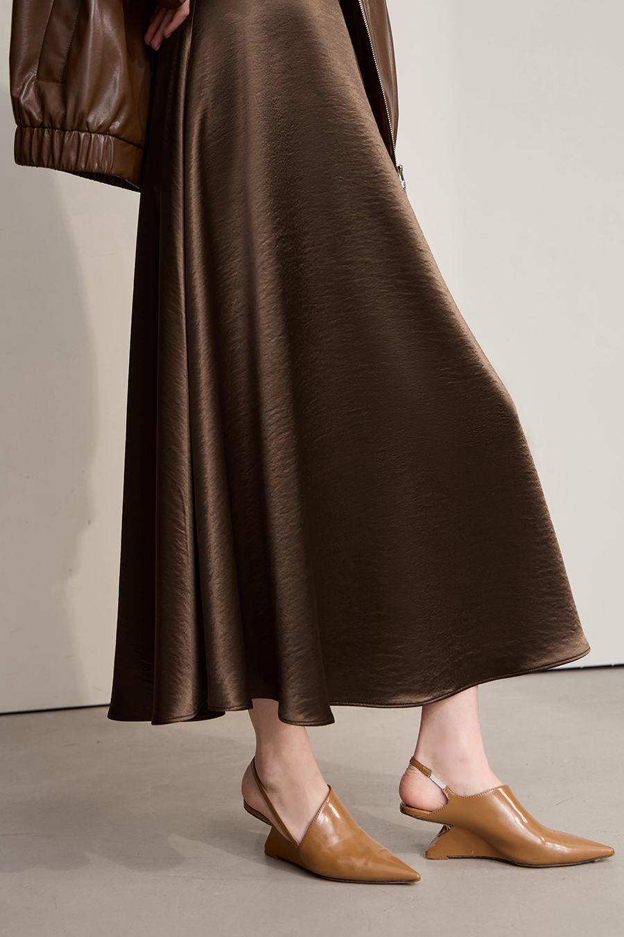 Loose Long Satin Midi Skirt|AMII-AMII.com