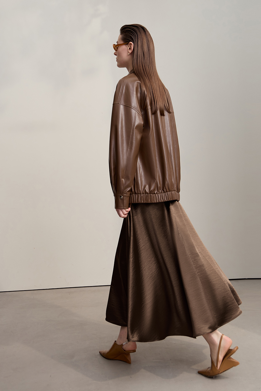 Loose Long Satin Midi Skirt|AMII-AMII.com