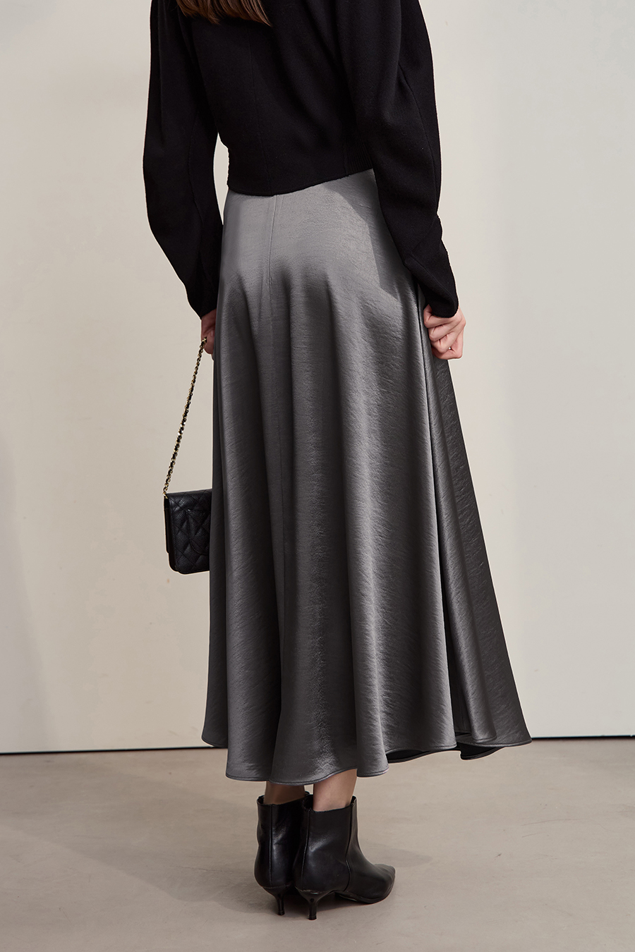 Loose Long Satin Midi Skirt|AMII-AMII.com